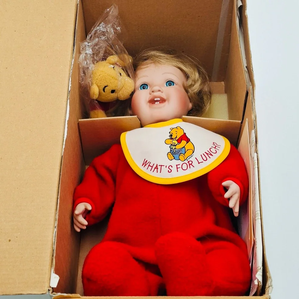Ashton-Drake What's For Lunch Pooh Porcelain Doll Cindy McClure Disney COA Box